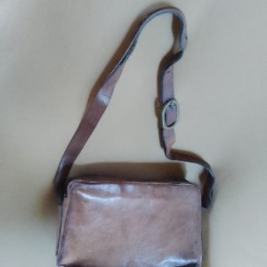 Vintage Brown Leather-look Crossbody Bag