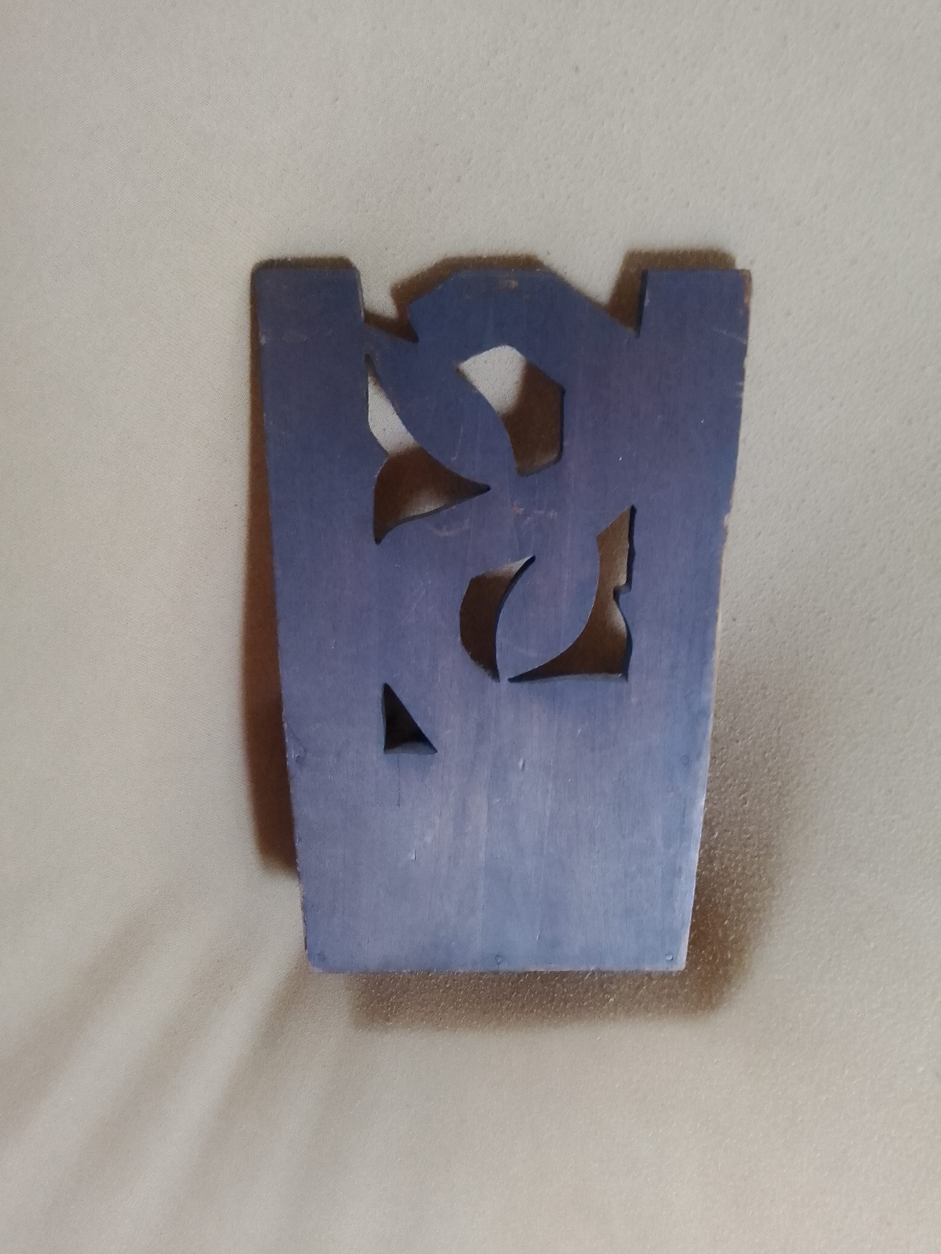 Vintage Hand-Carved Wooden Wall Pocket - Image 4